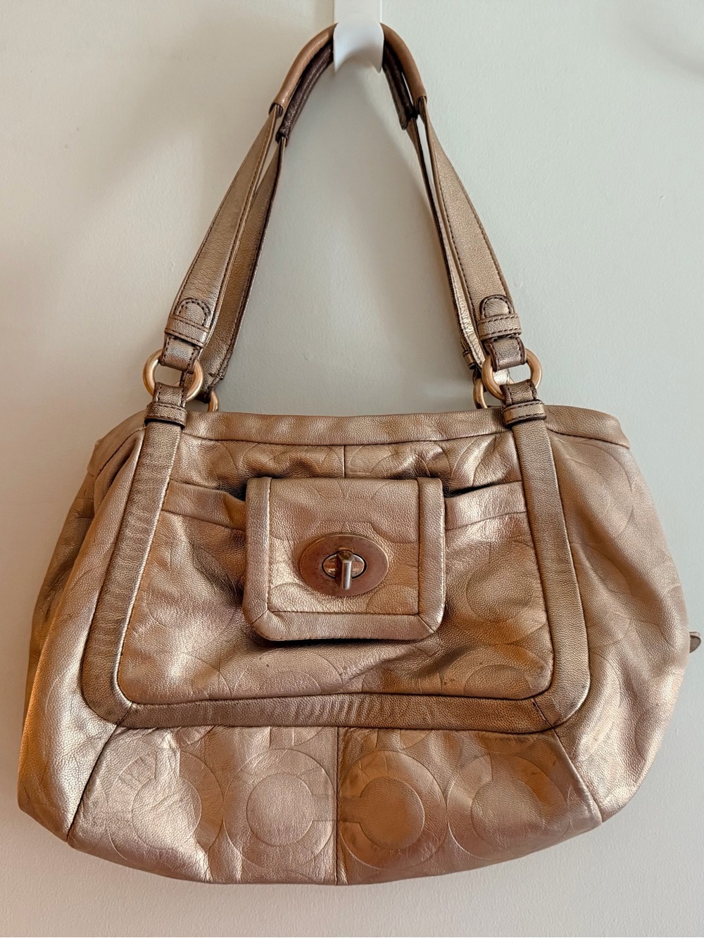 Coach Metallic Rose Gold Shoulder Bag